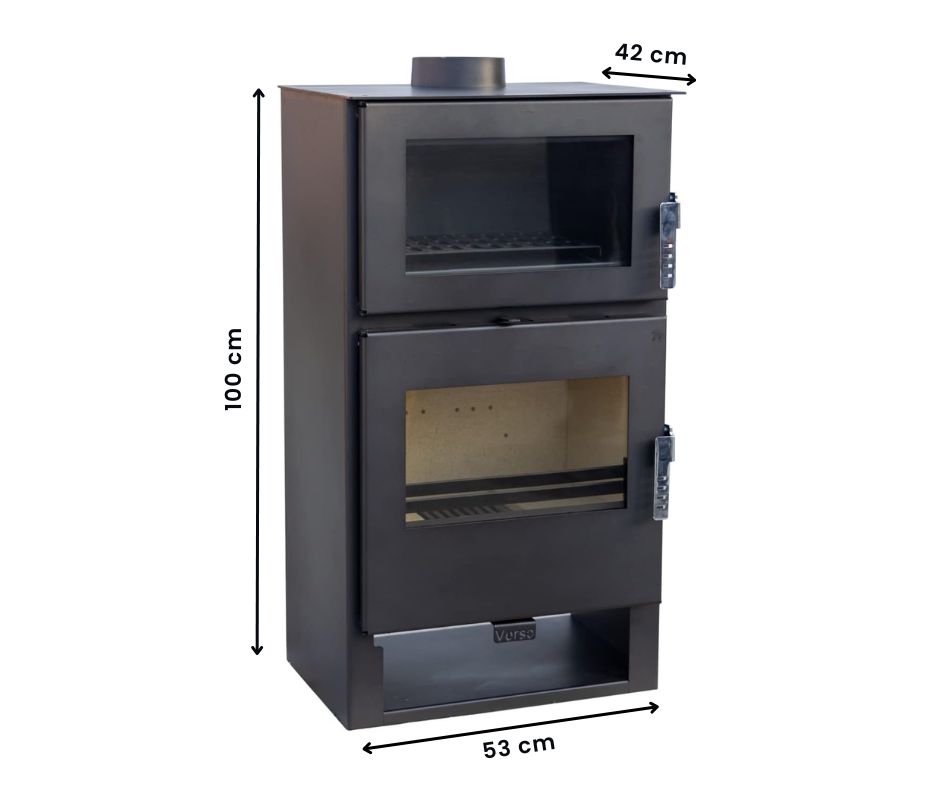 Wood burning stove with oven